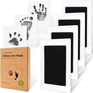 4-Pack Inkless Hand and Footprint Kit - Ink Pad for Baby Hand and Footprints - Dog Paw Print Kit,Dog Nose Print Kit - Baby Footprint Kit, Clean...