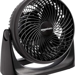 Amazon Basics 11-Inch Air Circulator Fan with 90-Degree Tilt Head and 3 Speed Settings, 35 Watts, Ultra Quiet (30 dB), Black, 6.3"D x 11.1"W x 10.9"H