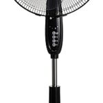 Amazon Basics 16-Inch Pedestal Floor Fan with Oscillating Blades, Remote Control, Timer, Tilted Head, and 3 Speed Settings - Sleek Black Design