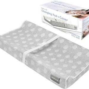 Jool Baby Changing Pad - Contoured, Waterproof & Non-Slip, Includes a Cozy, Breathable, & Washable Cover (Gray)