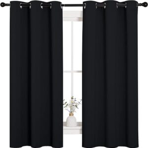 NICETOWN Halloween Pitch Black Solid Thermal Insulated Grommet Blackout Curtains/Drapes for Bedroom Window (2 Panels, 42 inches Wide by 63 inches...